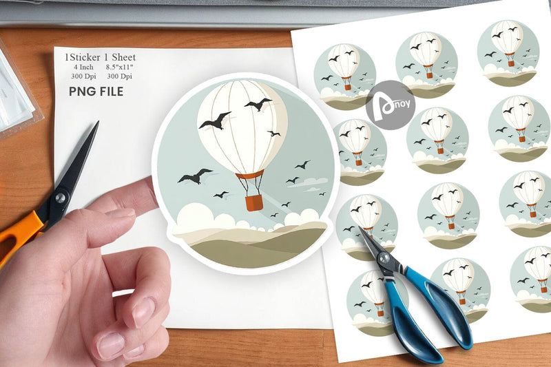 Bird Hot Air Balloon Sticker Sublimation artnoy 