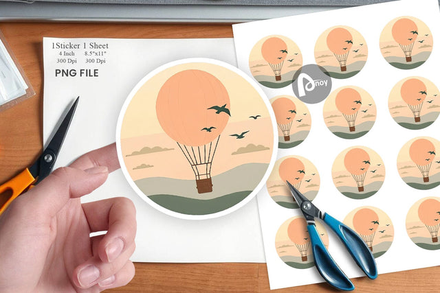 Bird Hot Air Balloon Sticker Sublimation artnoy 