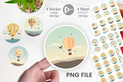 Bird Hot Air Balloon Sticker Sublimation artnoy 