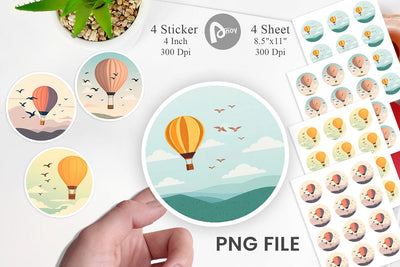 Bird Hot Air Balloon Sticker Sublimation artnoy 