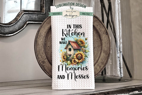 Bird Houses and Sunflowers Sublimation Dish Towel Designs Sublimation Ewe-N-Me Designs 
