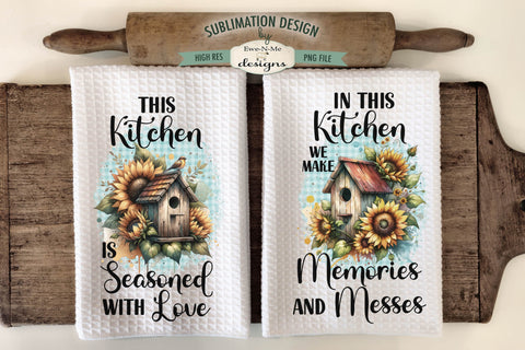 Bird Houses and Sunflowers Sublimation Dish Towel Designs Sublimation Ewe-N-Me Designs 