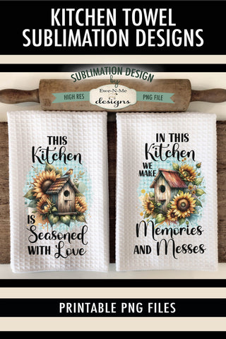 Bird Houses and Sunflowers Sublimation Dish Towel Designs Sublimation Ewe-N-Me Designs 