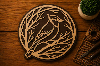 Bird in Branch Circle Art Laser Cut SVG File SVG Regulrcrative 