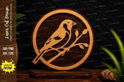 Bird in Circle Frame Laser Cut SVG File SVG Regulrcrative 