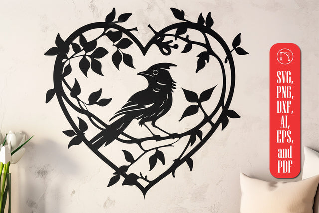 Bird in Heart wall decor laser cut SVG SVG MD JOYNAL ABDIN 