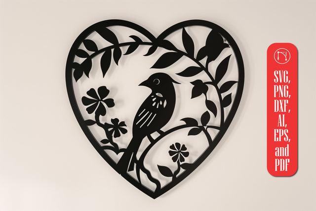 Bird in Heart wall decor laser cut SVG SVG MD JOYNAL ABDIN 