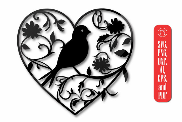 Bird in Heart wall decor laser cut SVG SVG MD JOYNAL ABDIN 