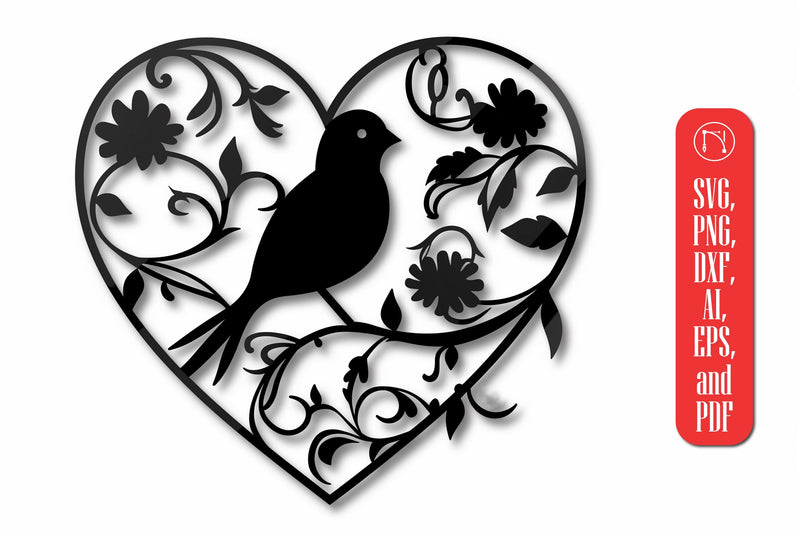 Bird in Heart wall decor laser cut SVG SVG MD JOYNAL ABDIN 