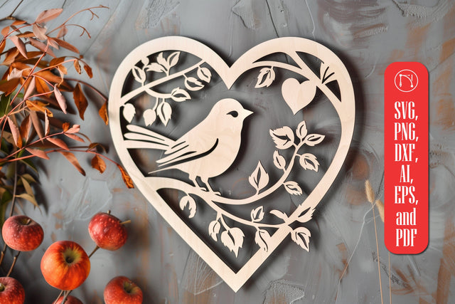 Bird in Heart wall decor laser cut SVG SVG MD JOYNAL ABDIN 