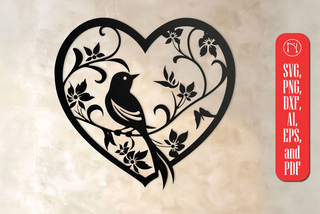 Bird in Heart wall decor laser cut SVG SVG MD JOYNAL ABDIN 