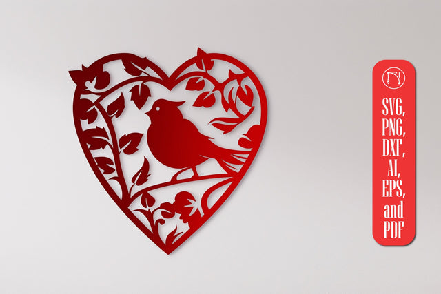 Bird in Heart wall decor laser cut SVG SVG MD JOYNAL ABDIN 