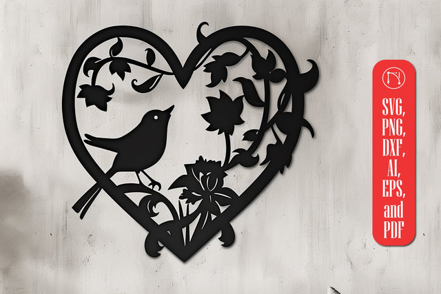 Bird in Heart wall decor laser cut SVG SVG MD JOYNAL ABDIN 