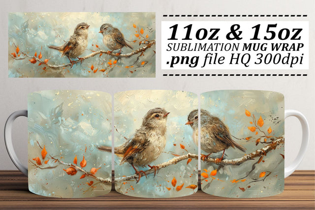 Bird Lover’s Mug Wrap – Sublimation Art for 11oz & 15oz Mugs Sublimation afrosvg 