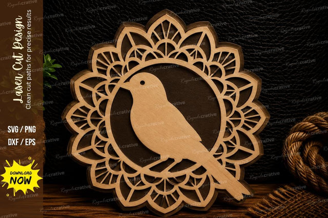 Bird Mandala Circle Laser Cut Svg Design SVG Regulrcrative 
