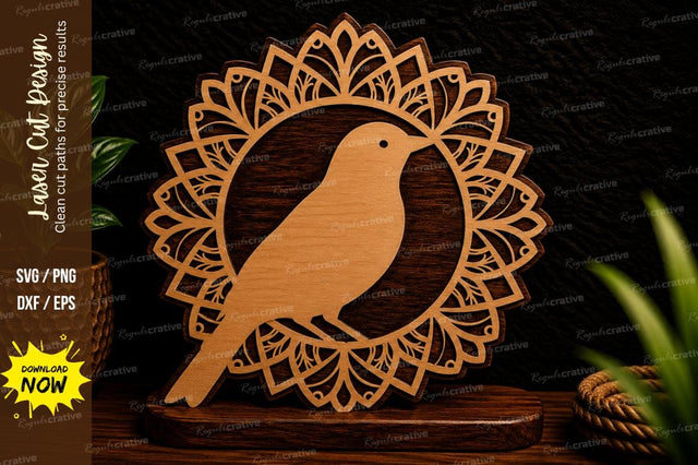 Bird Mandala Circle Laser Cut Svg Design SVG Regulrcrative 