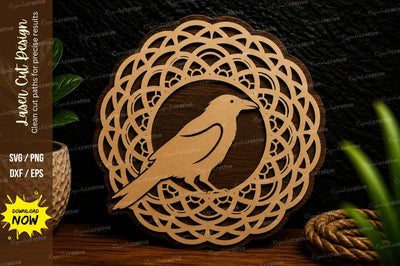 Bird Mandala Frame Laser Cut Svg Design SVG Regulrcrative 