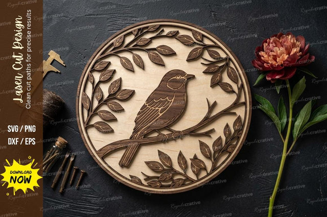 Bird Nature Round laser Cut svg Cutting file SVG Regulrcrative 