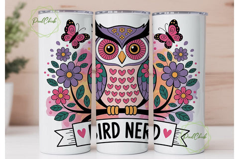 Bird Nerd 20oz Tumbler Wrap Sublimation PixelChick 