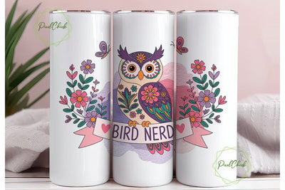 Bird Nerd 20oz Tumbler Wrap Sublimation PixelChick 