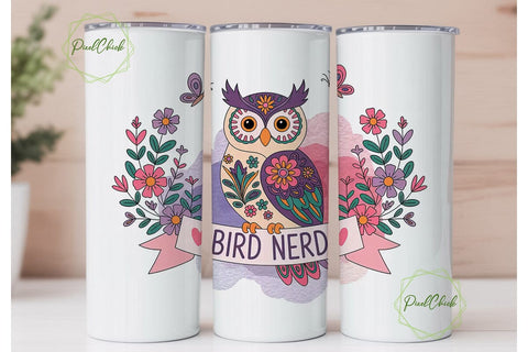 Bird Nerd 20oz Tumbler Wrap Sublimation PixelChick 