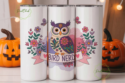 Bird Nerd 20oz Tumbler Wrap Sublimation PixelChick 