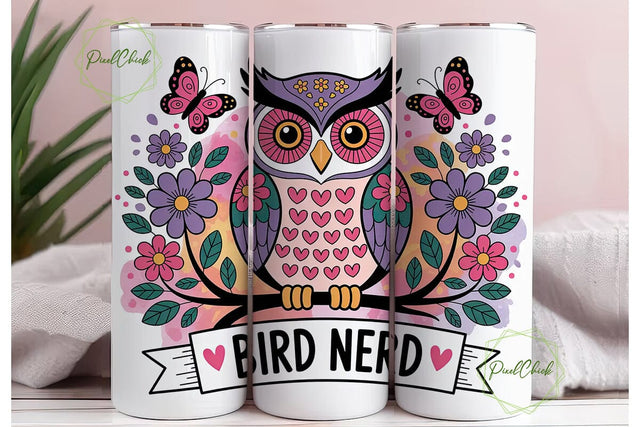Bird Nerd 20oz Tumbler Wrap Sublimation PixelChick 