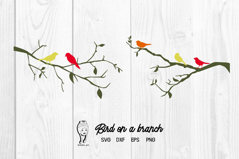Bird on a branch silhouette svg SVG dadan_pm 