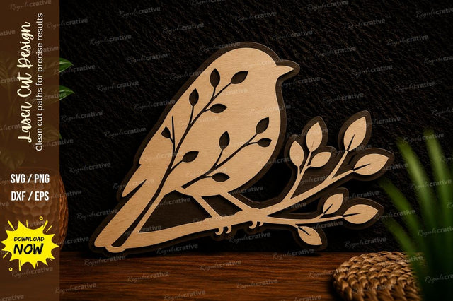 Bird On Branch Laser Cut Svg Design SVG Regulrcrative 