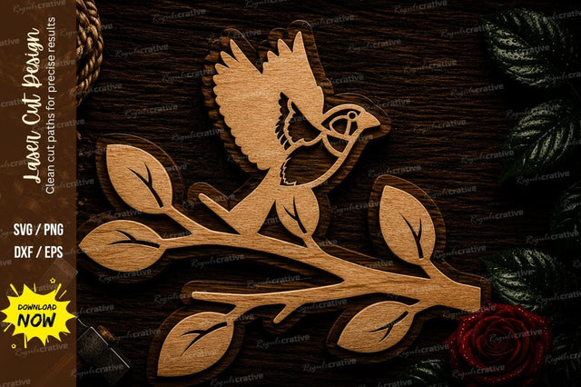 Bird On Branch Nature Laser Cut SVG File SVG Regulrcrative 