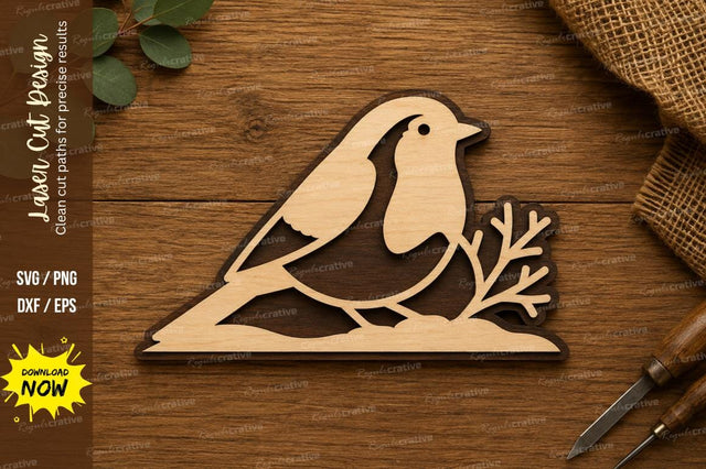Bird on Branch Nature Wall Art Laser Cut SVG File SVG Regulrcrative 
