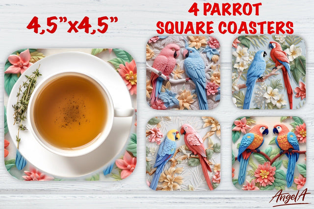 Bird on branch/ square coaster sublimation / parrot png Sublimation Angelina Semenova 