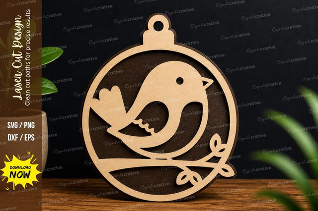 Bird Ornament Laser Cut Hanging Decor File SVG Regulrcrative 