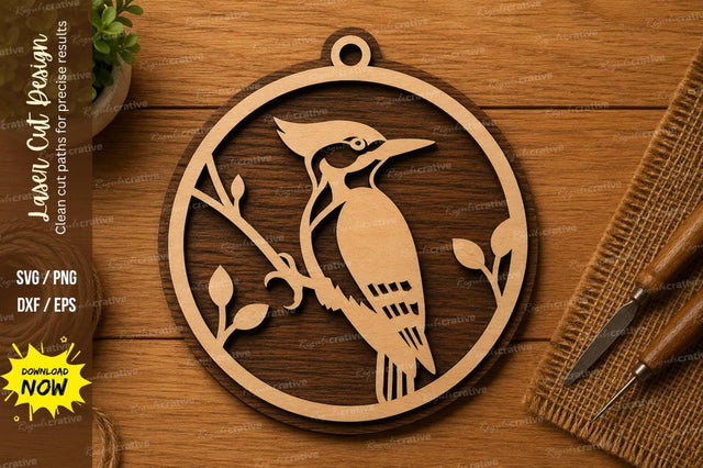 Bird Ornament SVG | Nature Circle Laser Cut File | Glowforge CNC DXF PNG EPS SVG Regulrcrative 