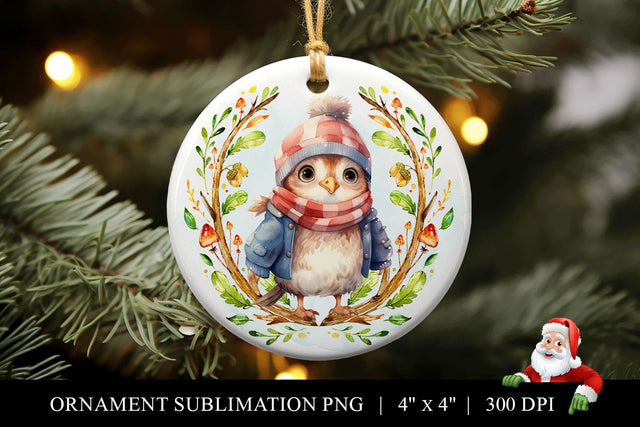 Bird Round Christmas Ornament Sublimation PNG Sublimation BijouBay 