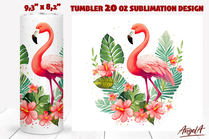 bird tumbler / Flamingo tumbler wrap / summer tumbler wrap Sublimation Angelina Semenova 