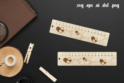 Bird Wooden Ruler Laser Engraving, Back to School Gift SVG zafrans studio 
