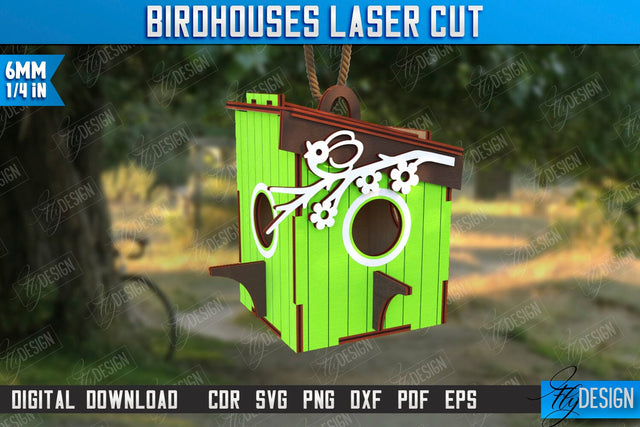 Birdhouse Laser Cut | Bird Feeder | Garden Decor | CNC File SVG Fly Design 