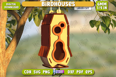 Birdhouse Laser Cut | Bird Feeder | Garden Decor | CNC File SVG The T Store Design 