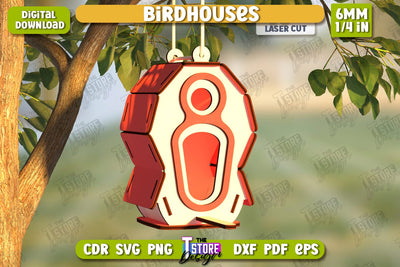 Birdhouse Laser Cut | Bird Feeder | Garden Decor | CNC File SVG The T Store Design 