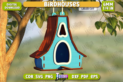 Birdhouse Laser Cut | Bird Feeder | Garden Decor | CNC File SVG The T Store Design 