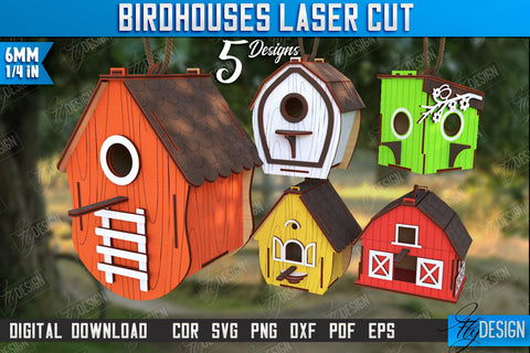 Birdhouse Laser Cut Bundle | Bird Feeder | Garden Decor | CNC Files SVG Fly Design 