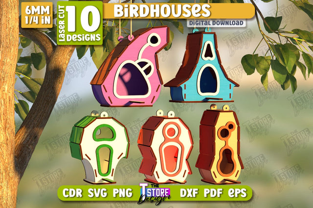 Birdhouse Laser Cut Bundle | Bird Feeder Set | Garden Decor | CNC Files SVG The T Store Design 