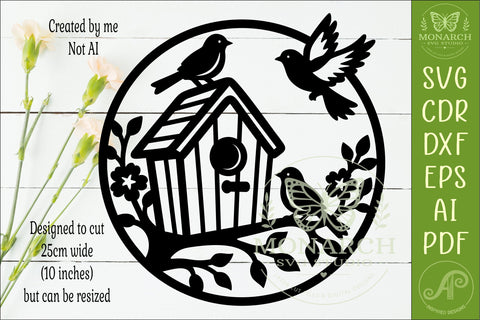 Birdhouse SVG, Bird Wall Art, Garden Decor Laser Cut File SVG APInspireddesigns 