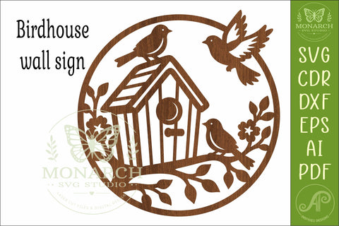 Birdhouse SVG, Bird Wall Art, Garden Decor Laser Cut File SVG APInspireddesigns 