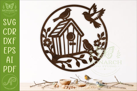 Birdhouse SVG, Bird Wall Art, Garden Decor Laser Cut File SVG APInspireddesigns 