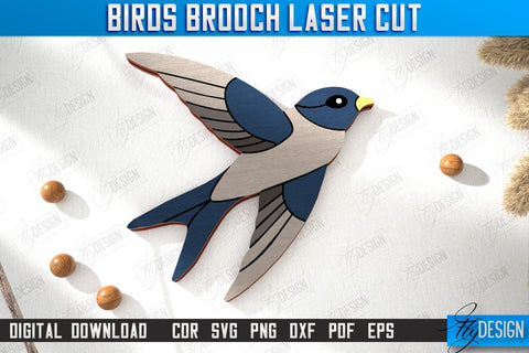 Birds Brooch Bundle | Jewelry | Accessories | Gift Idea | Bird Shape Brooches | CNC Files SVG Fly Design 