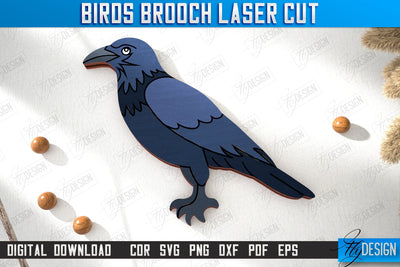 Birds Brooch | Jewelry | Accessories | Gift Idea | Crow Shape Brooches | CNC File SVG Fly Design 