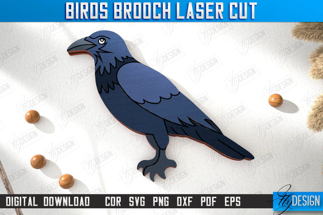 Birds Brooch | Jewelry | Accessories | Gift Idea | Crow Shape Brooches | CNC File SVG Fly Design 