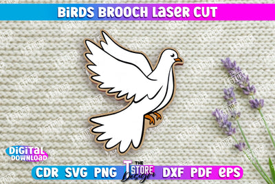 Birds Brooch | Jewelry | Accessories | Gift Idea | Dove Shape Brooch | CNC File SVG The T Store Design 